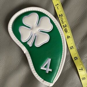 Green and White Clover Golf Club Headcover 4 iron